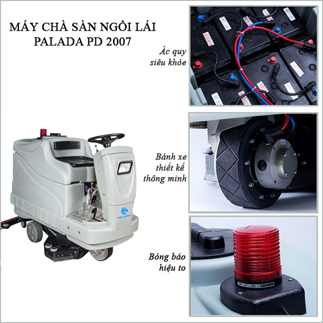 Cấu tạo của máy chà sàn ngồi lái