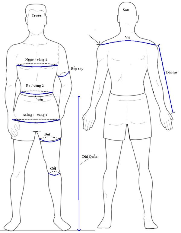Cách đo size áo thun nam