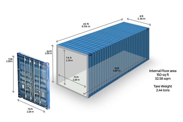 Kích thước container lạnh 20 feet