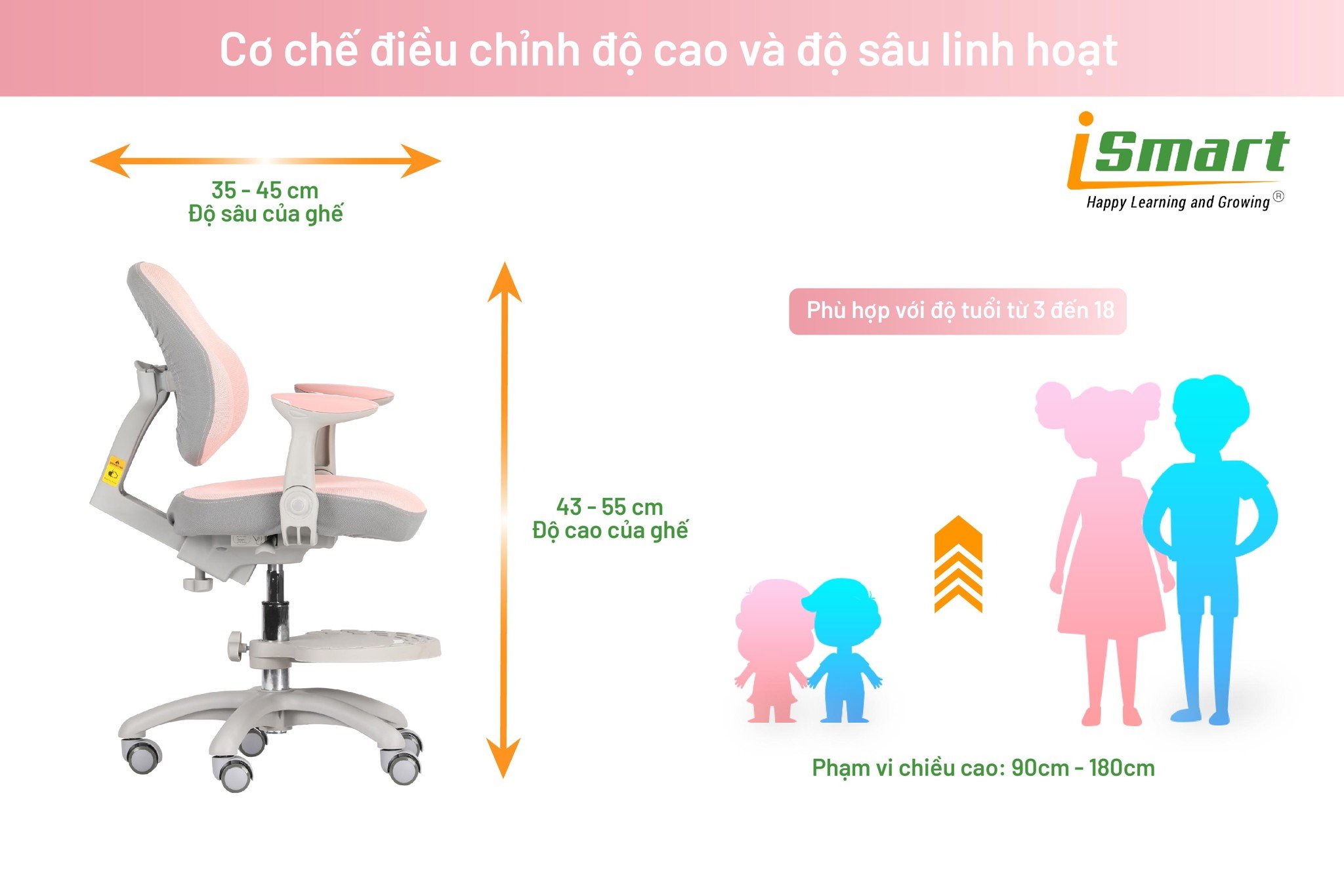 Thiết kế ghế học sinh an toàn, bo góc mềm